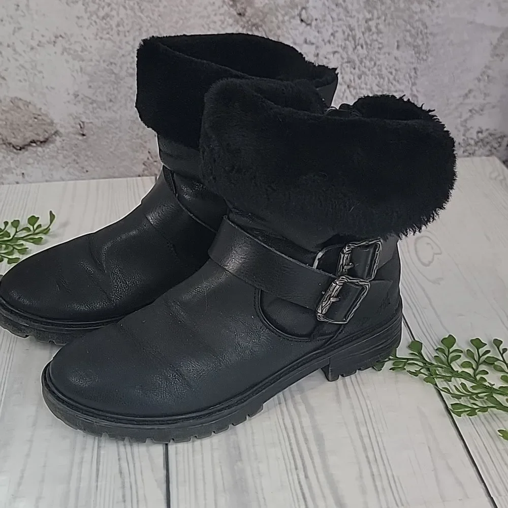 Blowfish Malibu Randall Women's Black Buckle Winter Ankle Boots Size 6